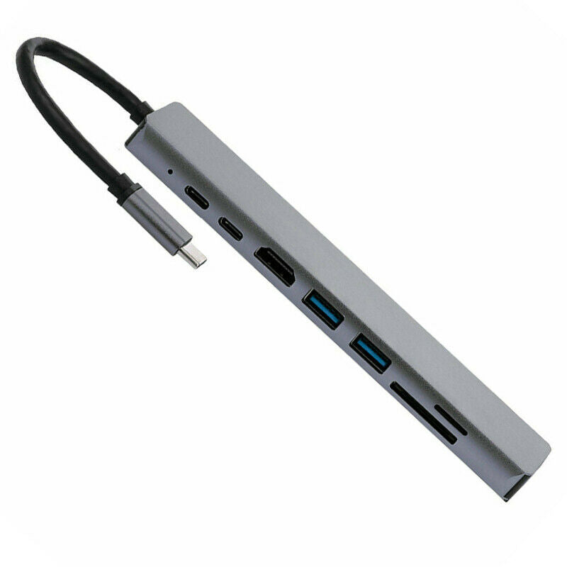 For MacBook Pro Air 8 in 1 Multiport USB-C HUB 4K HDMI USB 3.0 Aux Adapter Cable