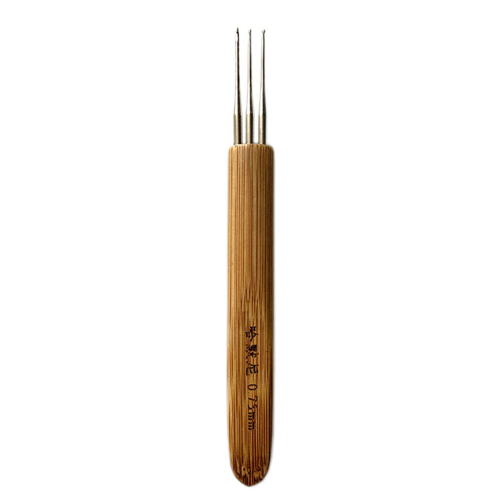 Lots 2 Natural Bamboo Triple Dreadlocks Crochet Hook Interlock Hair Needles