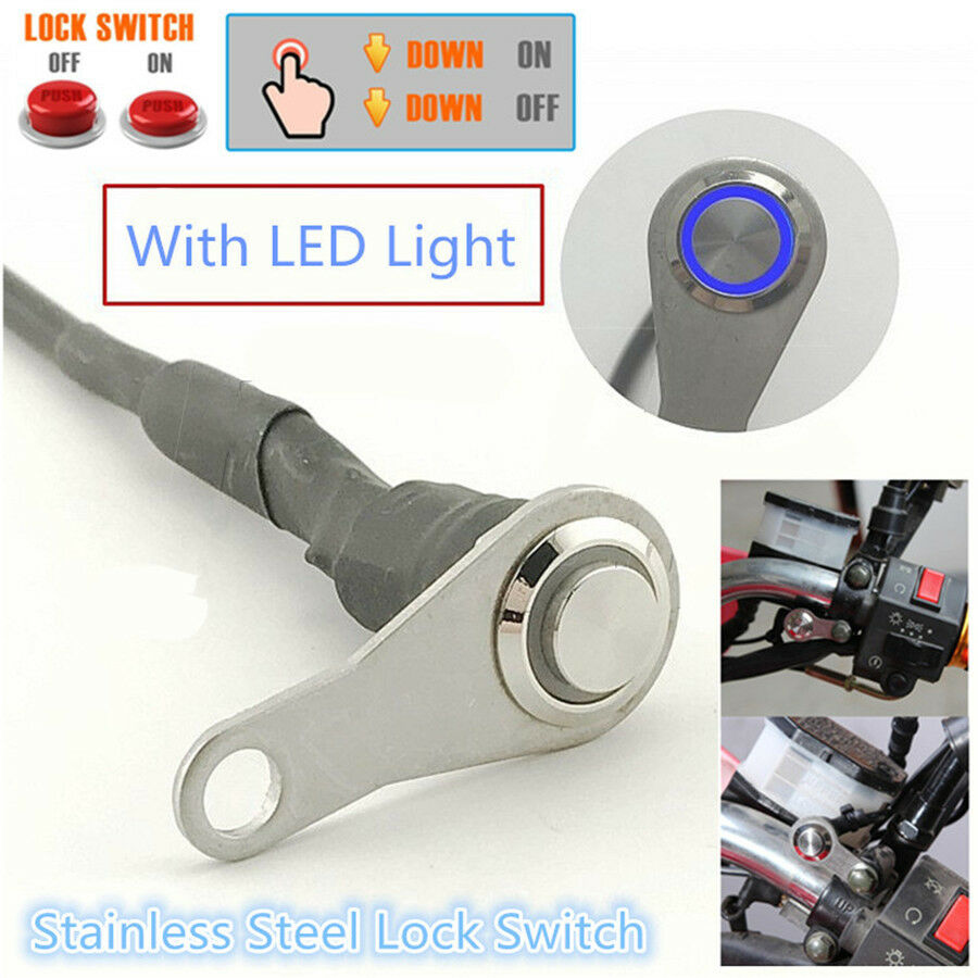 Waterproof Self Locking Button Switch with Blue LED As For Headlight  Fog Light