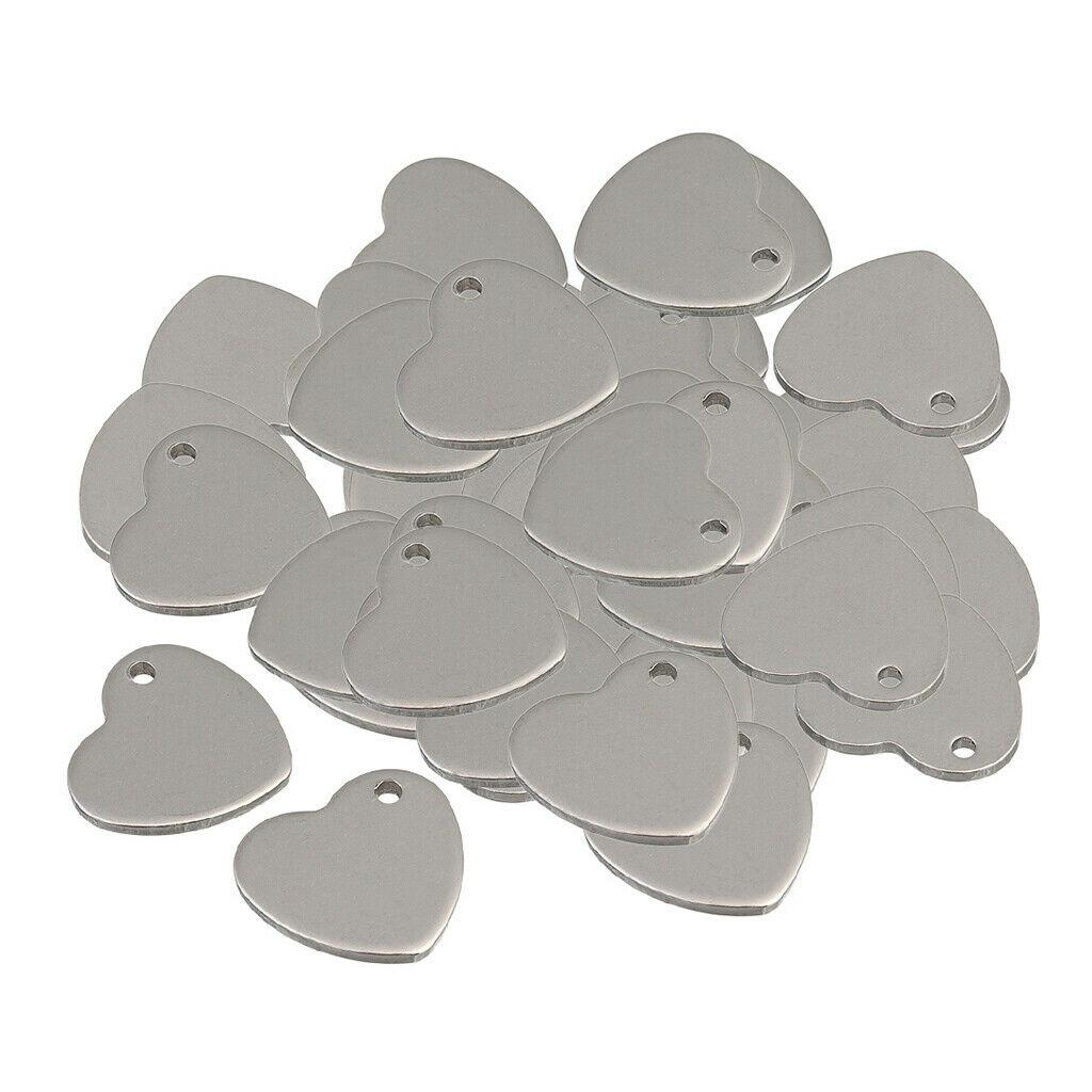 60pieces Metal Tags Blank Stamping Heart Oval Pendants Charms Jewelry Making