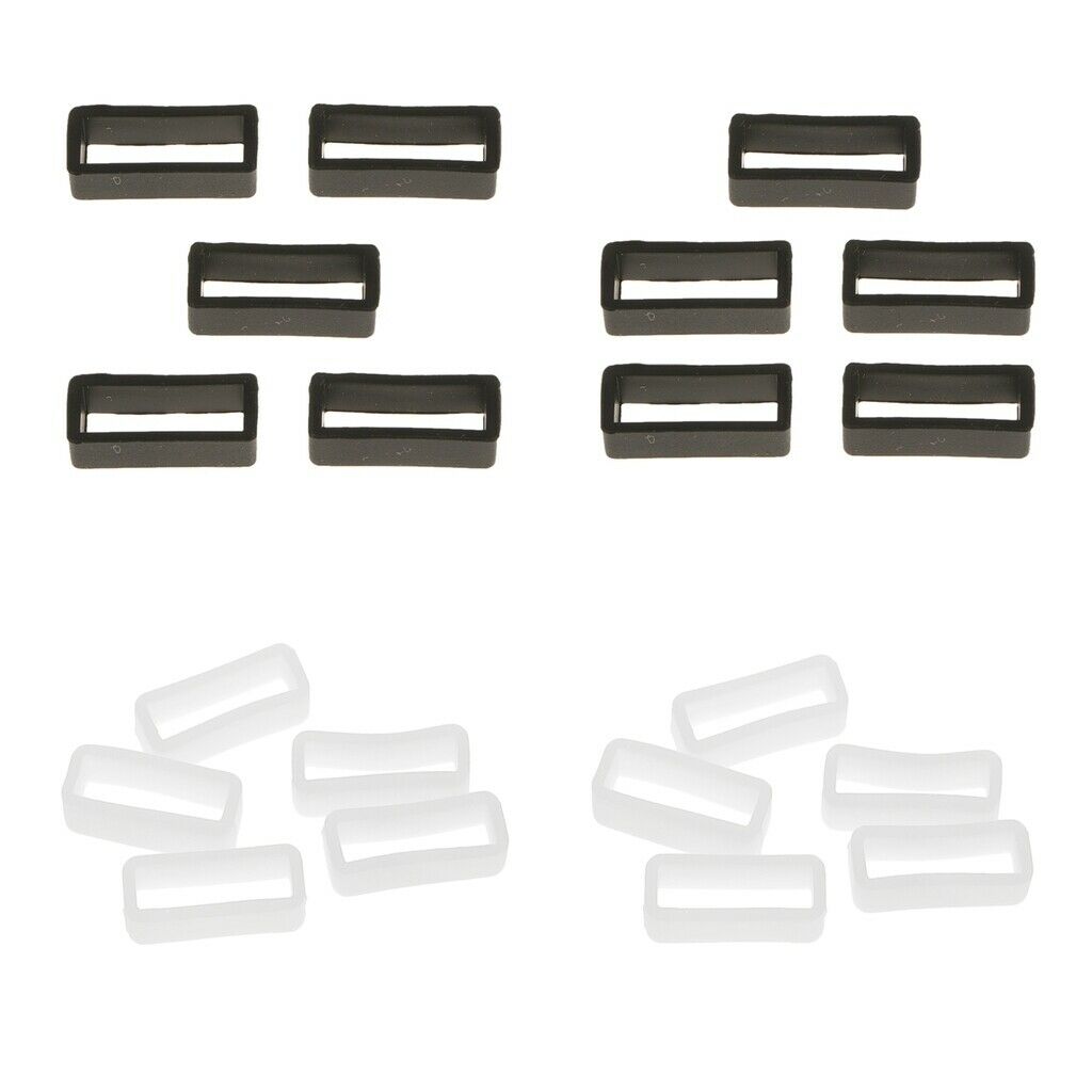 20 Pieces 22mm Silicone Watch Band Strap Loops Keeper Holder Secure Rings