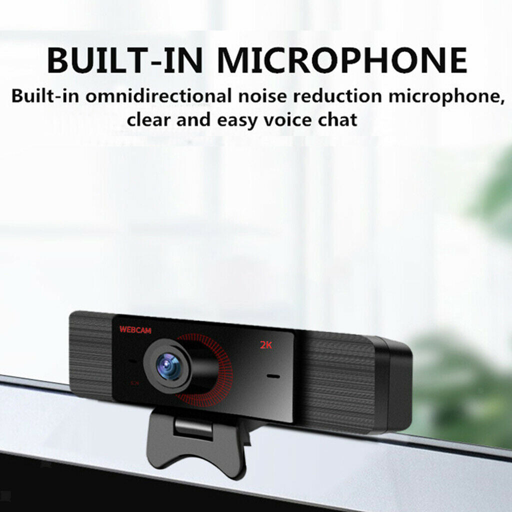 2K USB 2.0 Webcam with Mic for Video Calling Conference Gaming PC Computer
