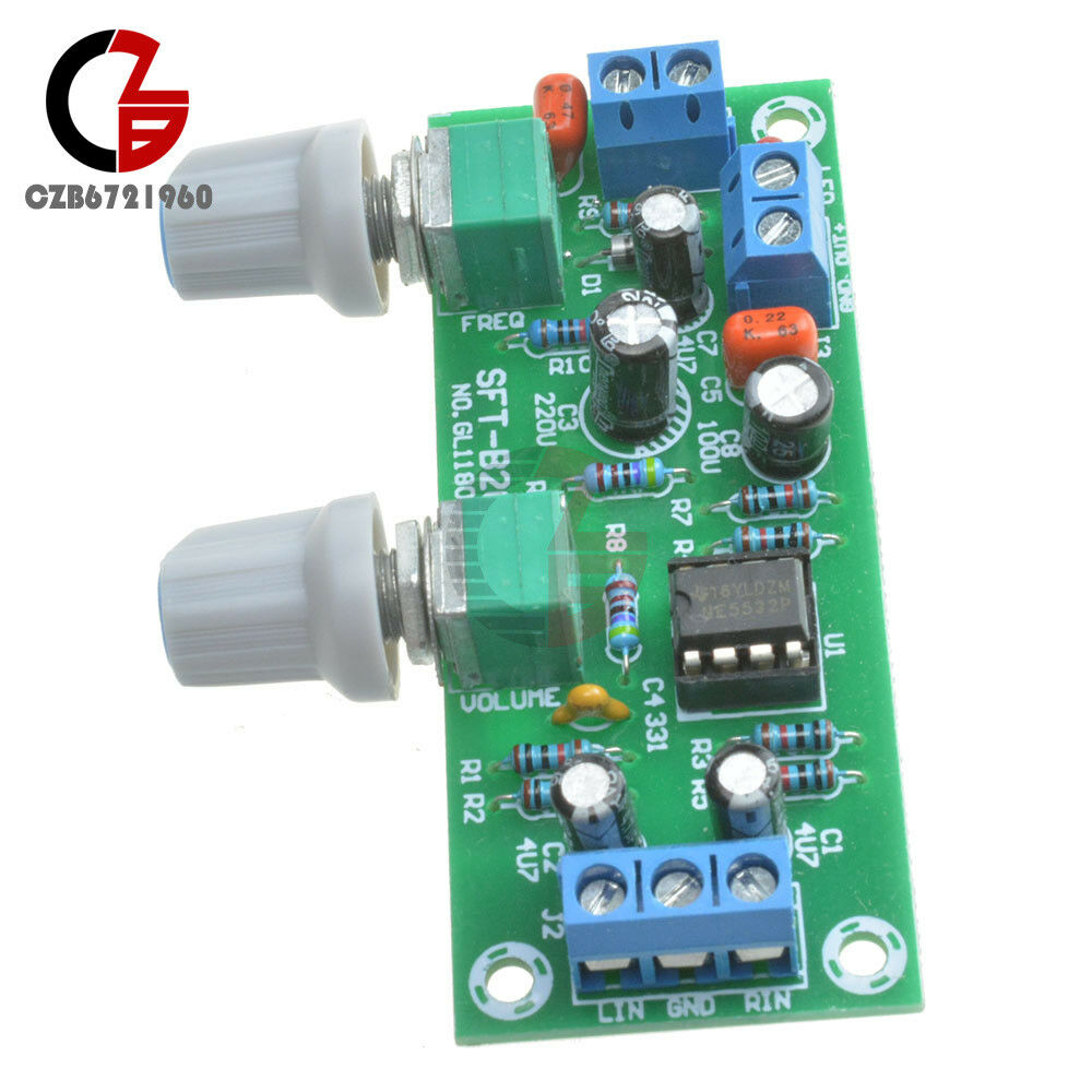 Low-pass Filter NE5532 Bass Tone Subwoofer Pre-Amplifier Preamp Board DC 12-24V