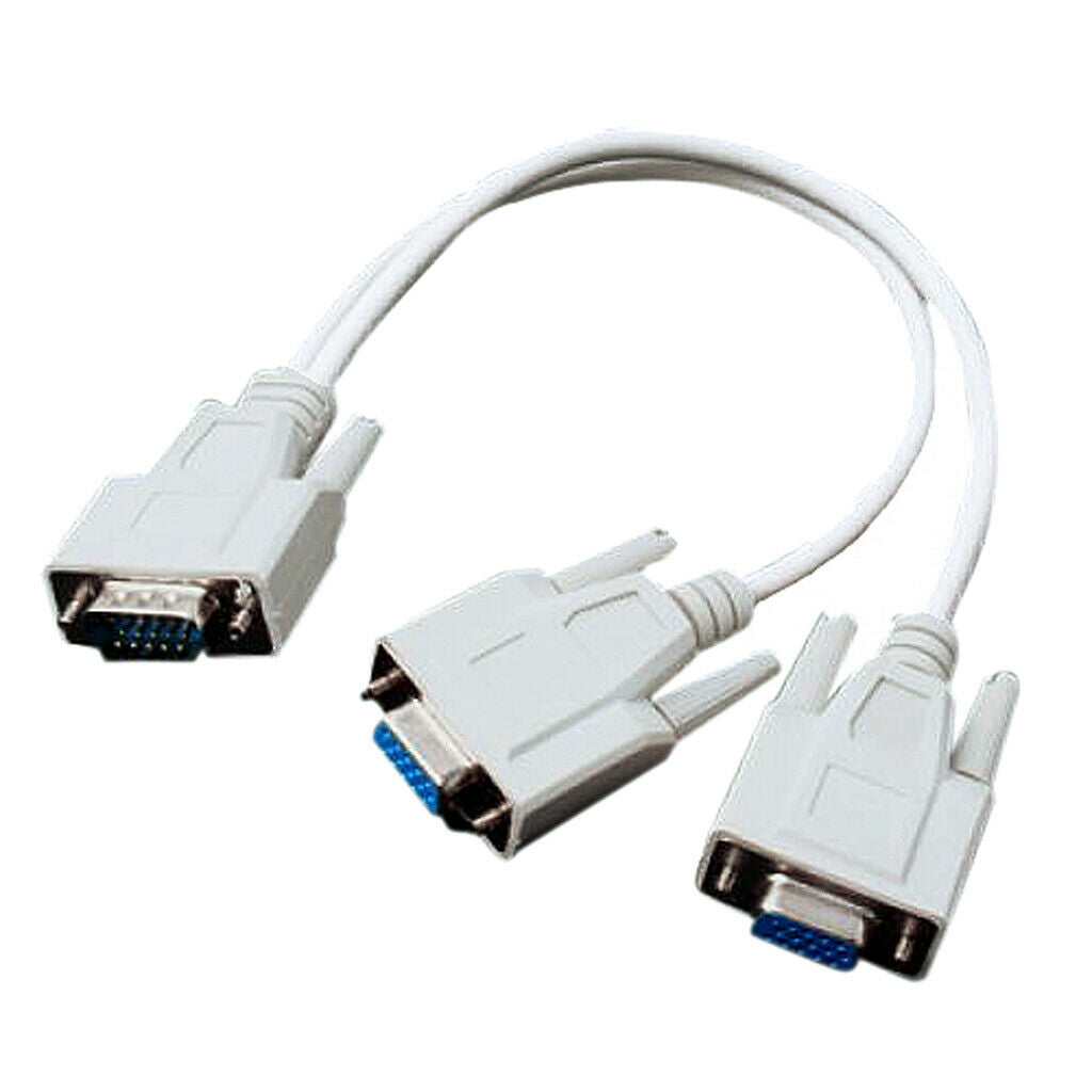 VGA Male to 2 Female Splitter Cable for PC Monitor