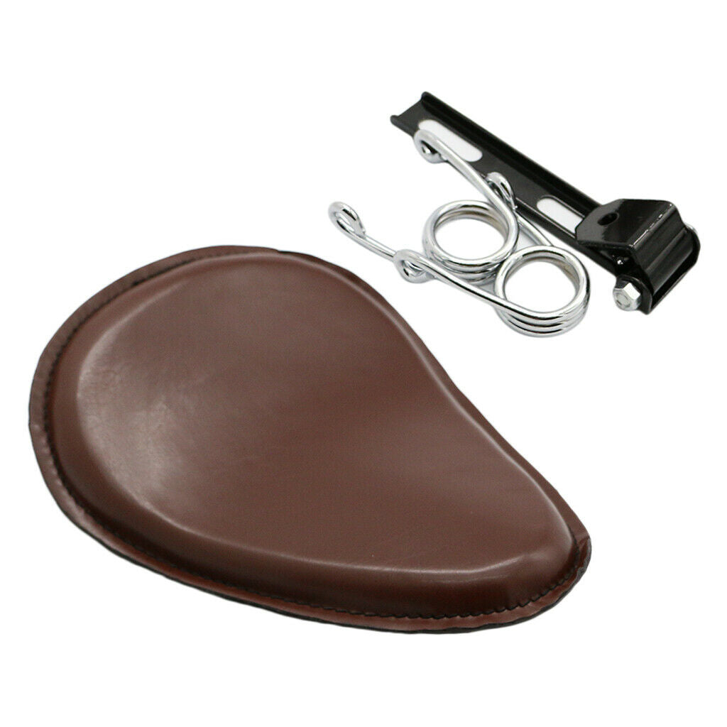 Motorcycle saddle solo seat kit made of PU leather, brown, 31 x 26 x 3 cm