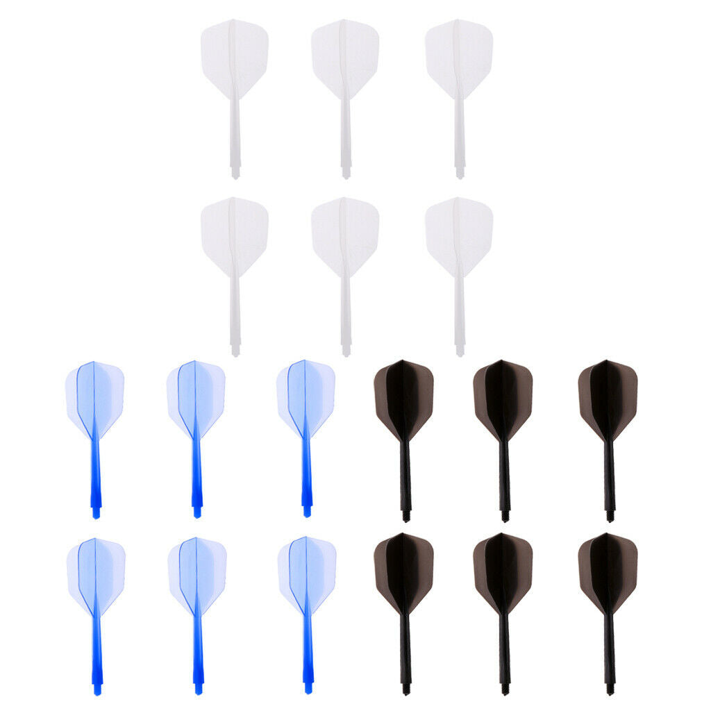 18Pcs/Set Plastic Transparent 2BA Thread Dart Shaft Dart Flights 3 Mix Color