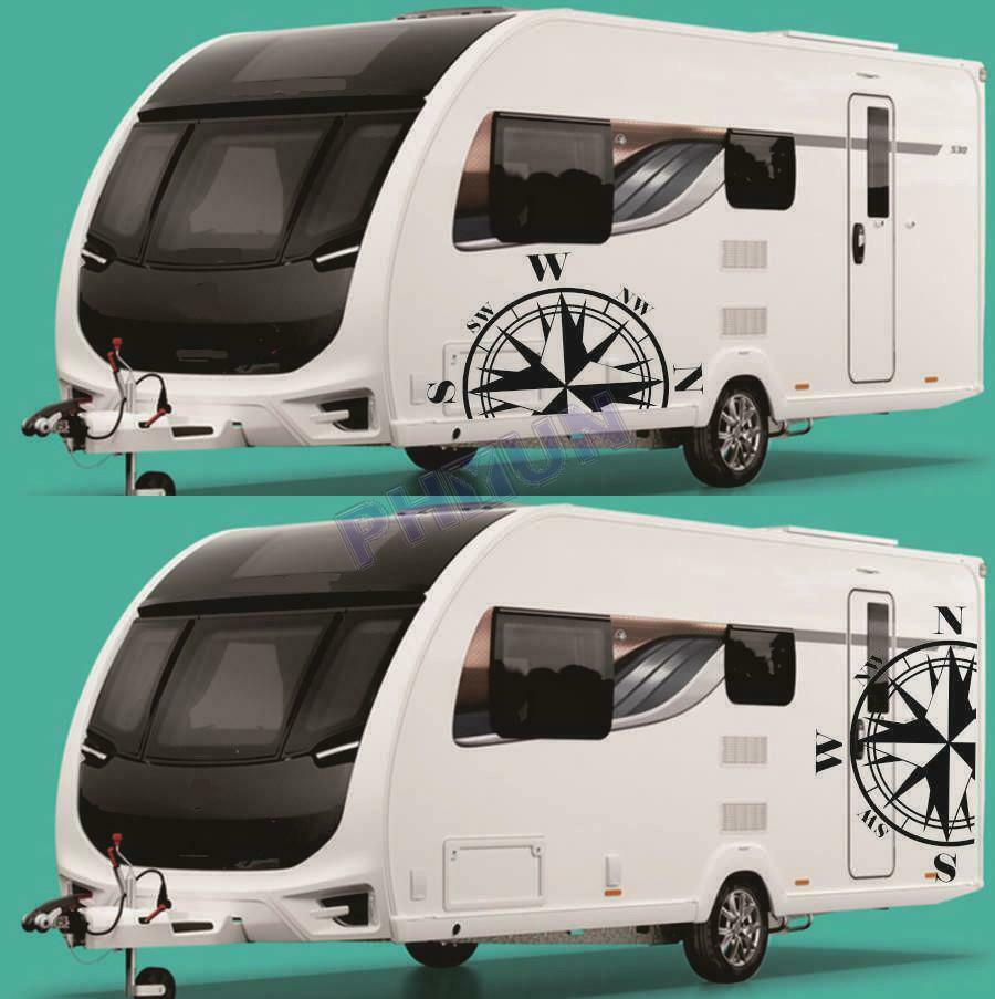 2x Black Compass Totem Car Stickers Decals 73x125cm Universal For SUV Truck RV