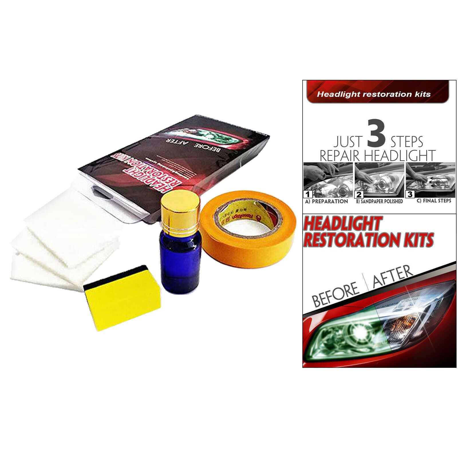 Vehicle Auto Car Headlight Restoration Kit Scratch Remover Easy to use