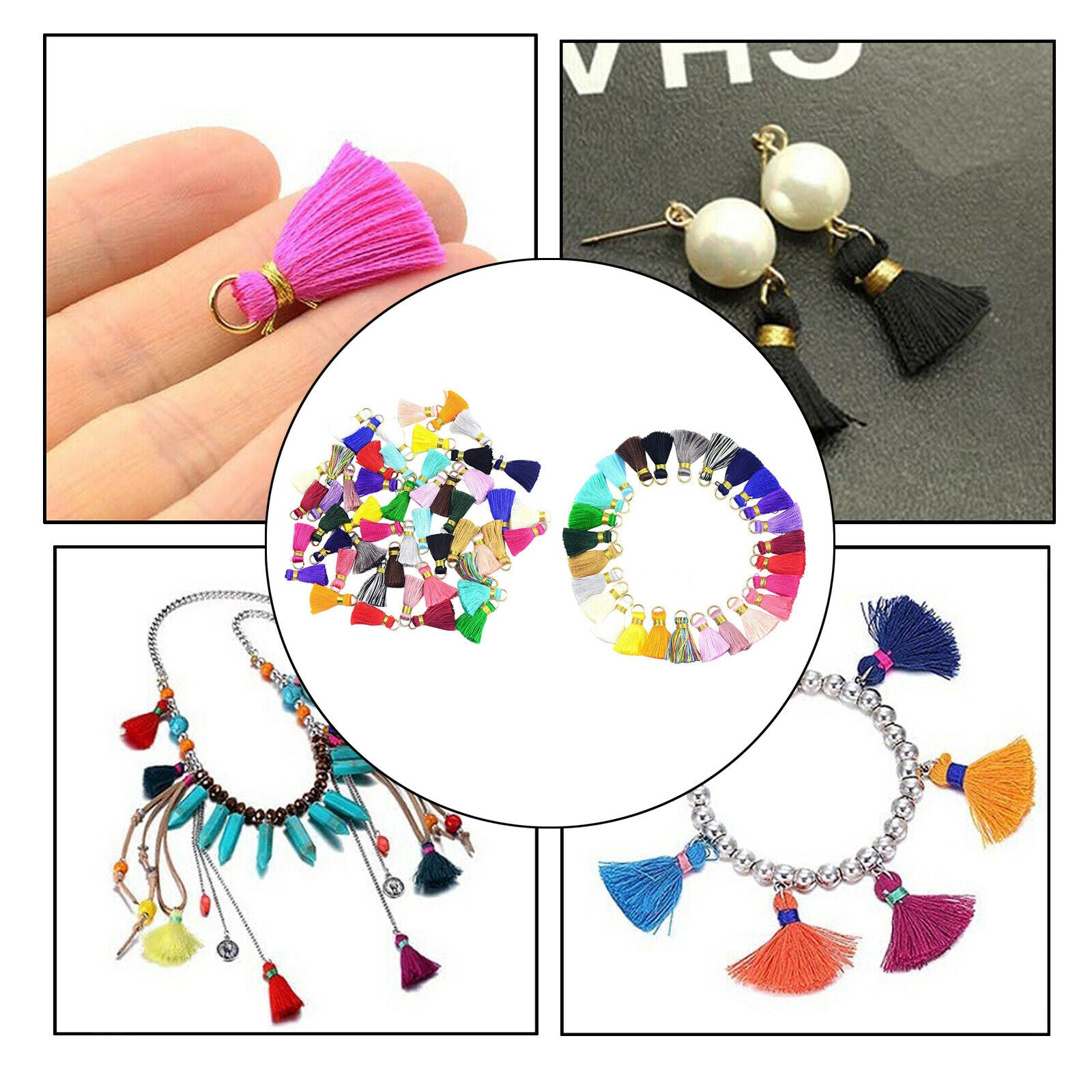 Metal Tassel Charm Pendants Bulk Mixed Color Key Chains Tassel for DIY Woman