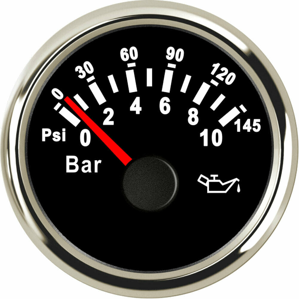52mm/2" oil pressure gauge 10-184ohms 9-32V For car truck marine golf cart black