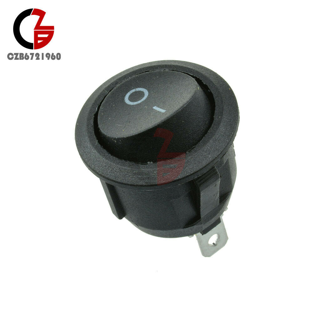 20Pcs Mini Black Round 3 Pin SPDT ON-OFF Rocker Switch Snap-in 6A/10A 250V/125V