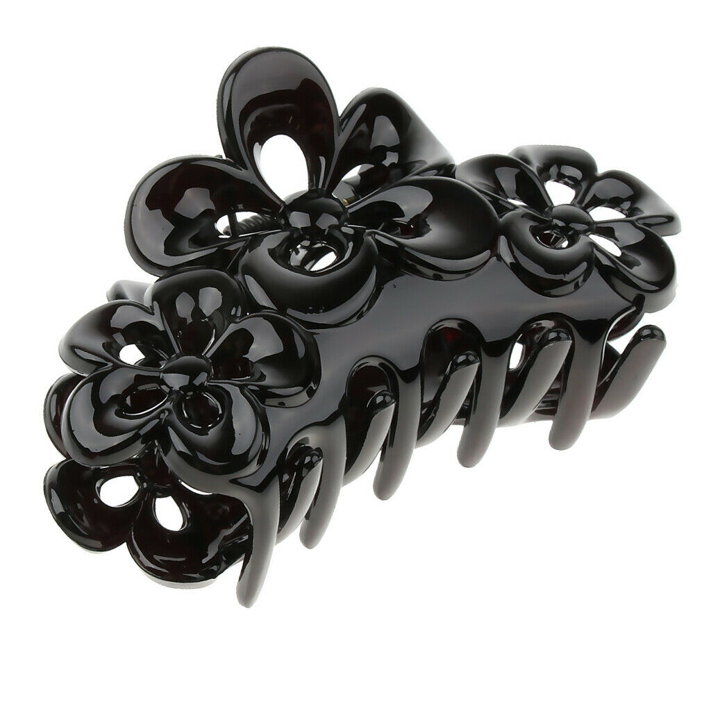 Womens Girls Hair Claw Clip Jaw StrongTeeth Claw for Hair Makeup Tool Black