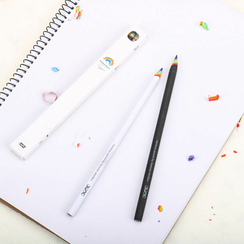 2pcs Black and White Rainbow Pencil Drawing Painting Pencils Student Stationery