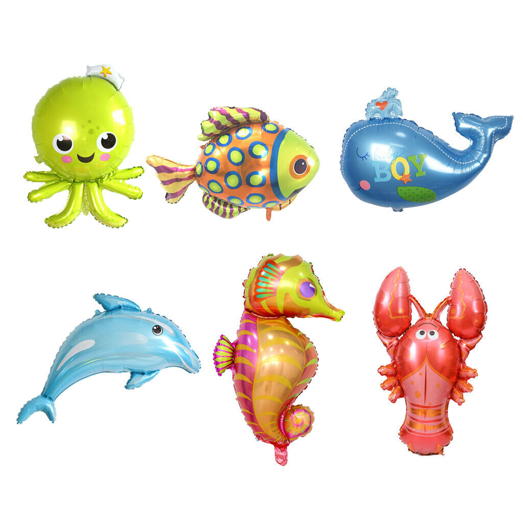 Pieces of 6 Large Sea Animal Theme Foil Helium Balloon Party Supplier