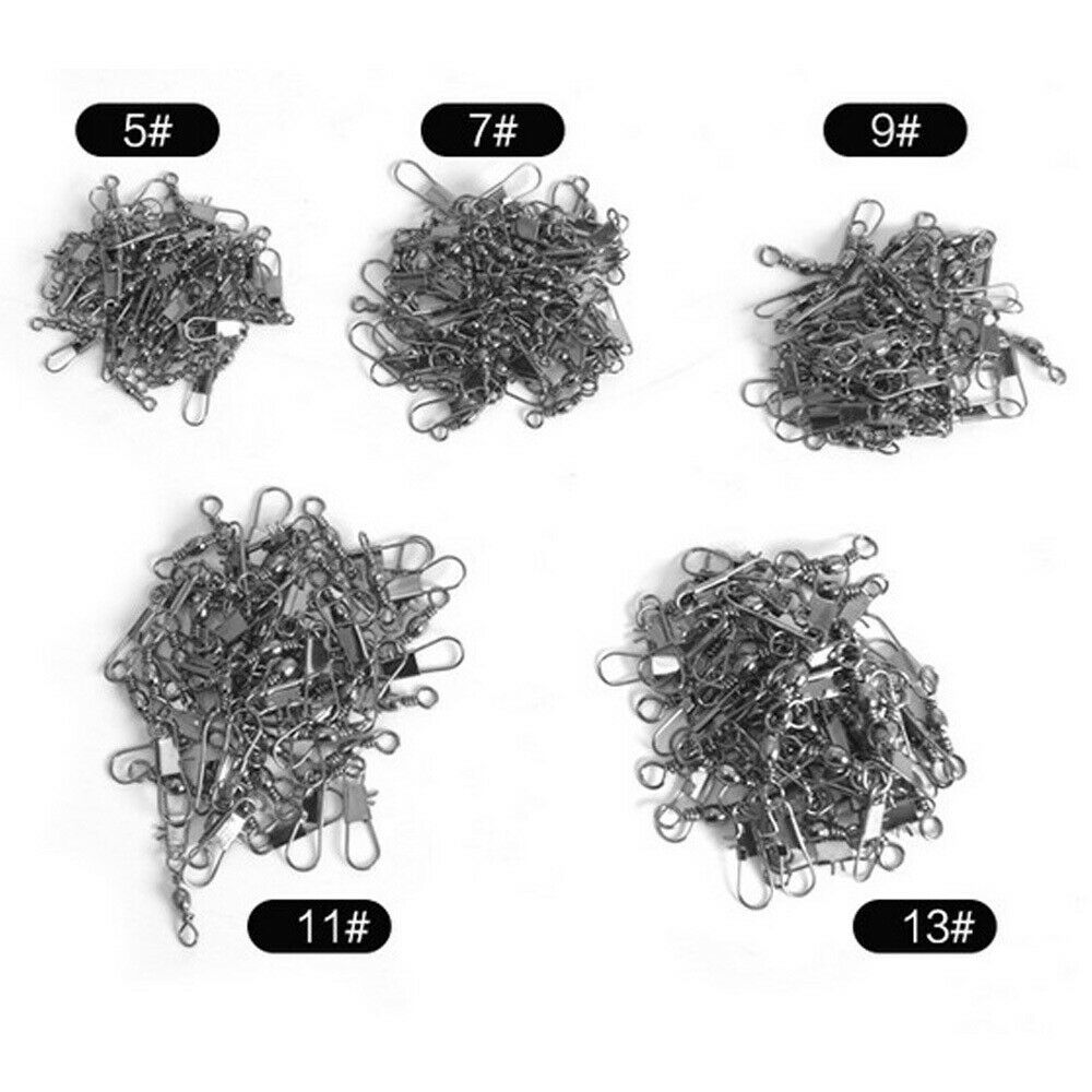 200Pcs Mini Hook Line Link Connector Swivels Coarse Sea Carp Fishing Tackle