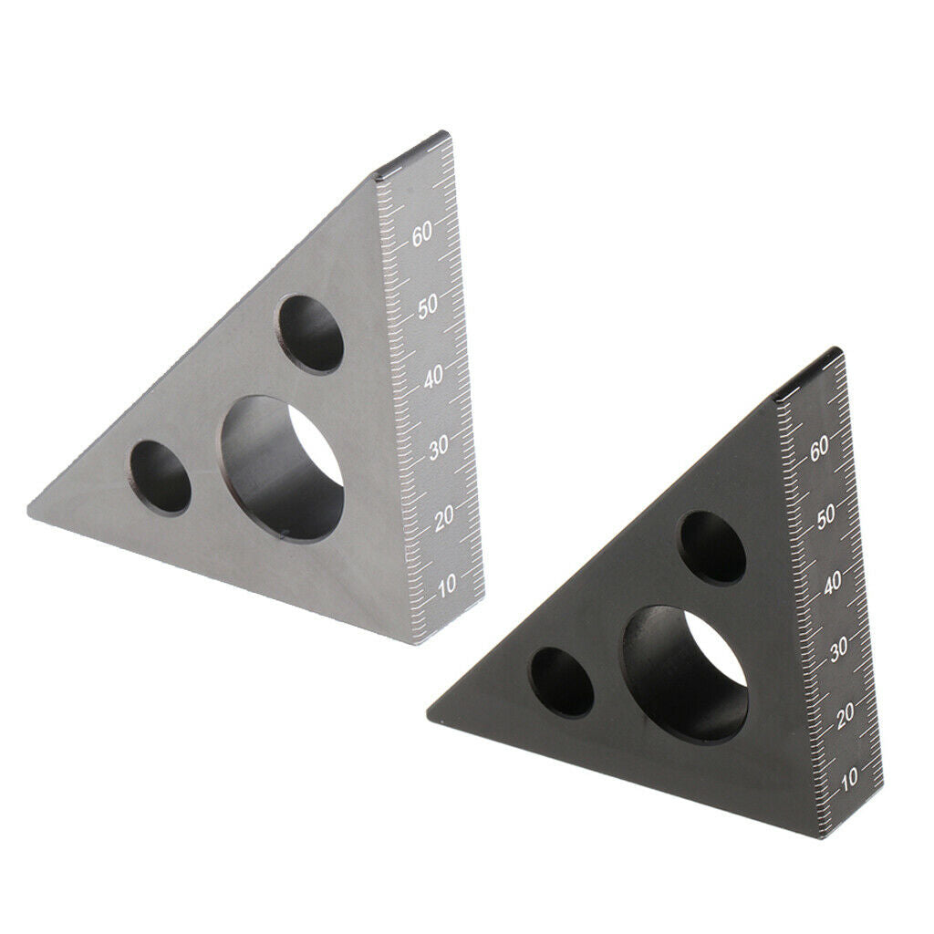 Lots 2 Metric Aluminum Alloy Triangle Square Measuring Easy-Read Black
