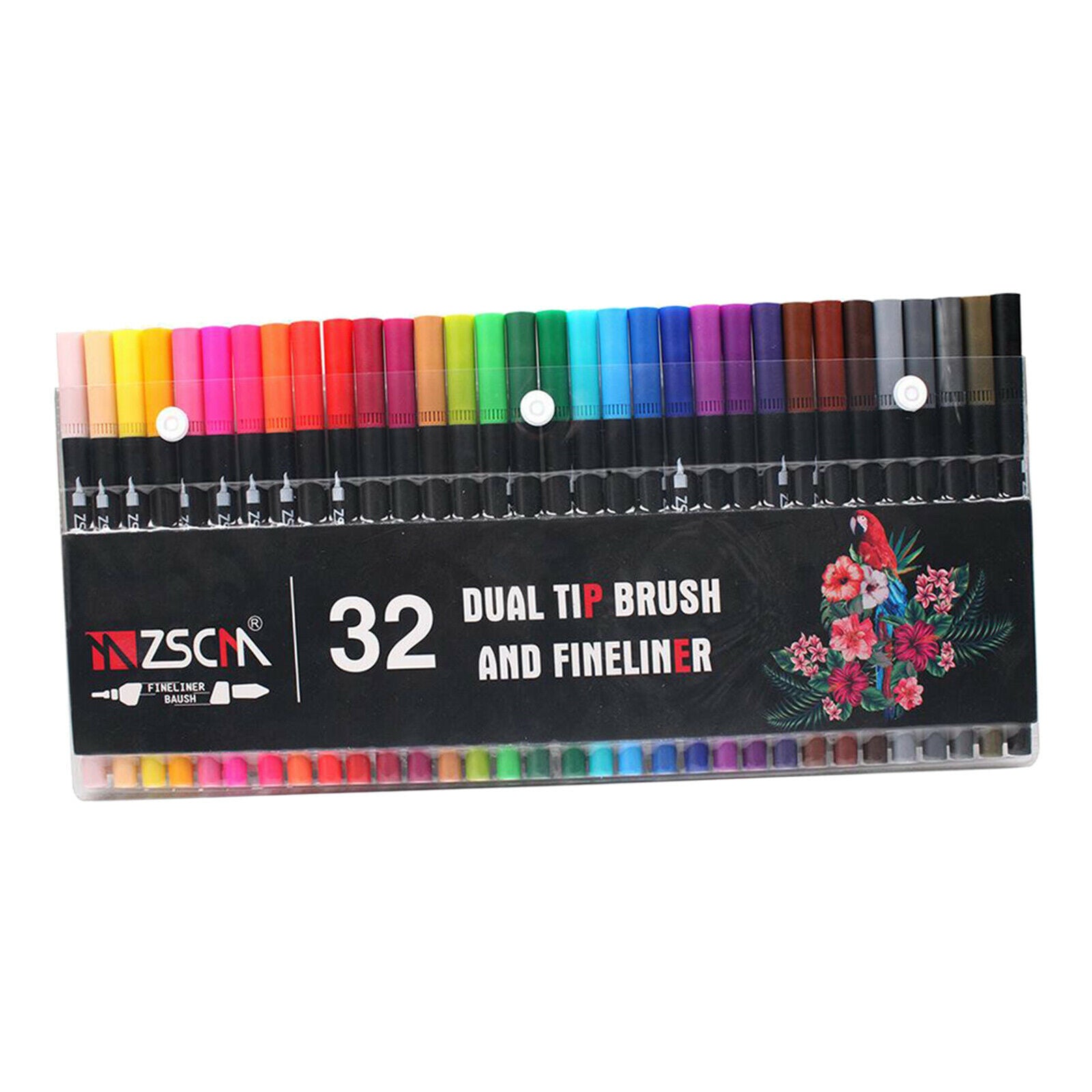Dual Tip Brush Pen Art Markers with Fineliner Tip 32 Colors, Perfect for
