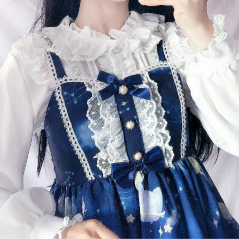 Lady Girls Lace Ruffle Shirt Blouse Lolita Sweet Tops Victorian Vitage Style