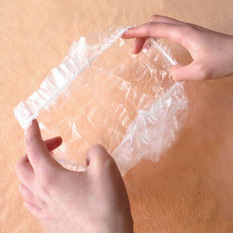100X Disposable Clear Shower Cap Women Spa Hair Salon Waterproof Plastic Elastic