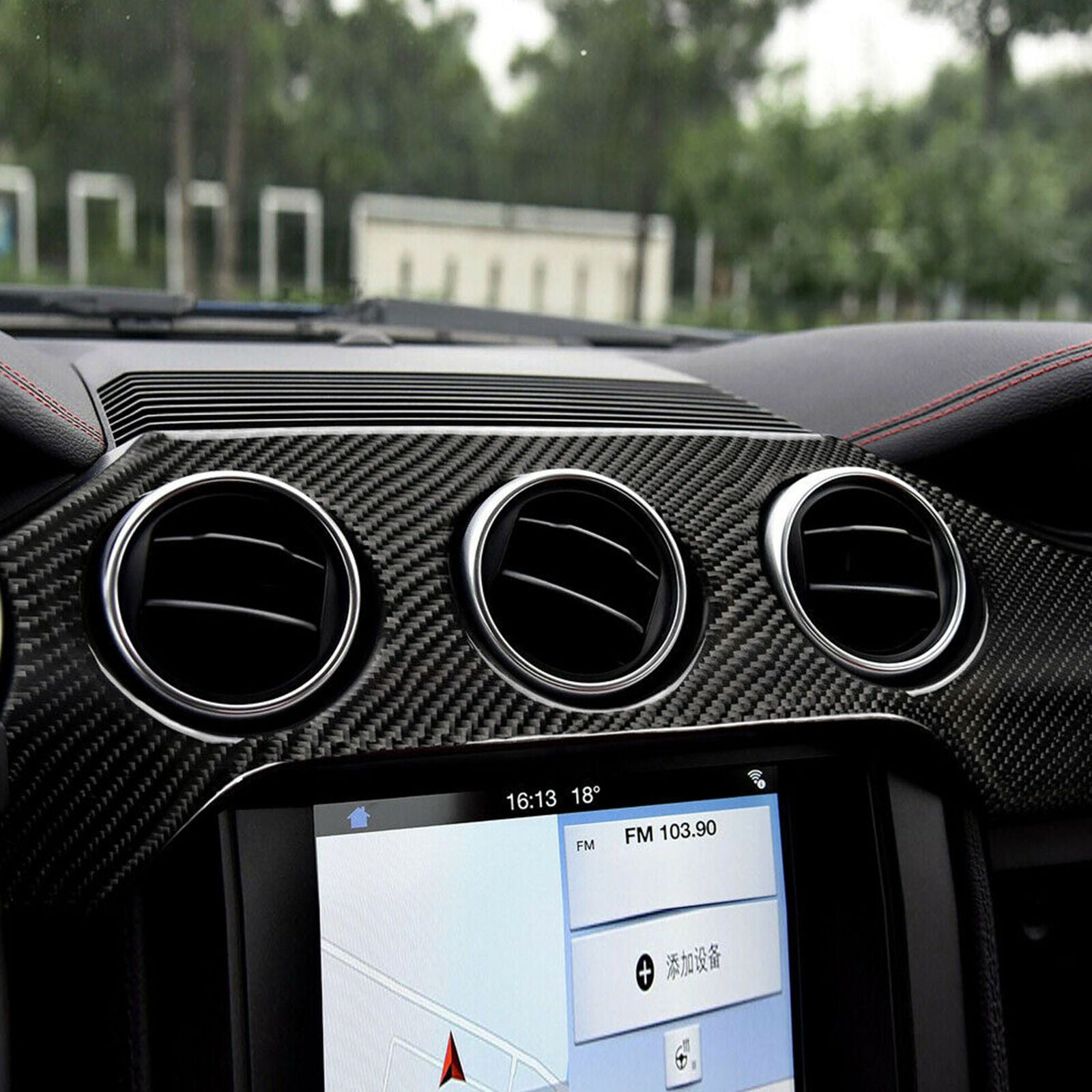 Real Carbon Fiber Car Interior Dashboard Panel Cover Trim For Ford Mustang 15-19