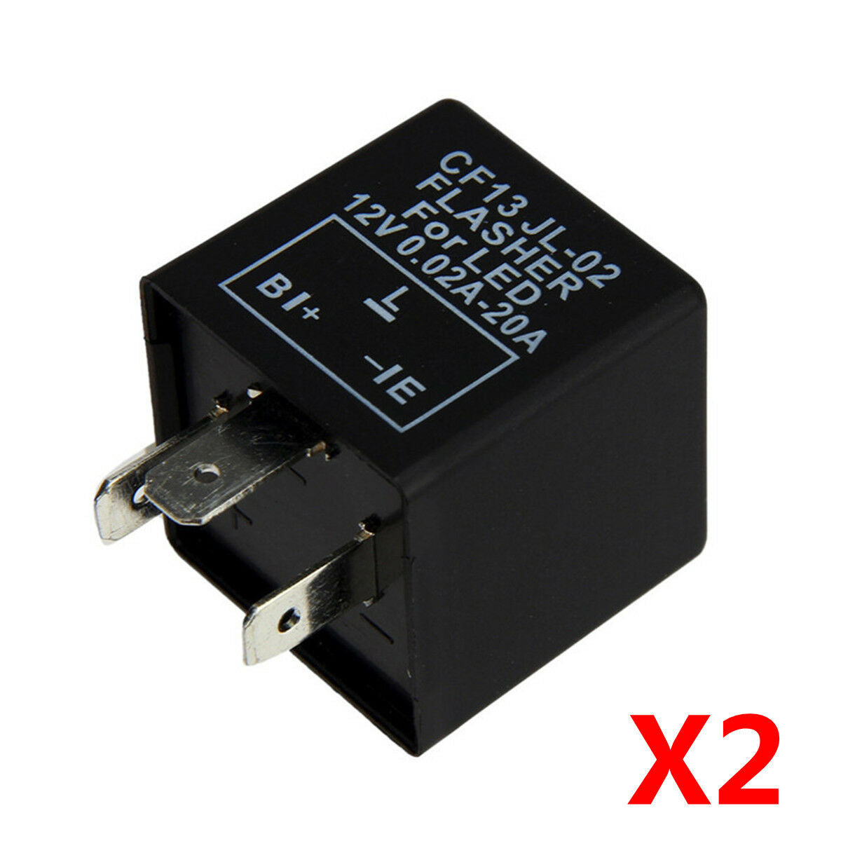 2Pcs 3-Pin CF-13 Electronic Flasher Relay Fix LED Turn Signal Light Fast Blink