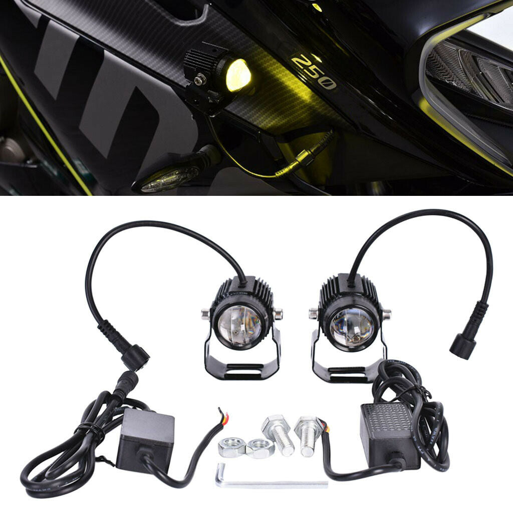 1 Pair Auxiliary Lights LED Fog Lights Flood White Yellow Fits for E-Bicycle
