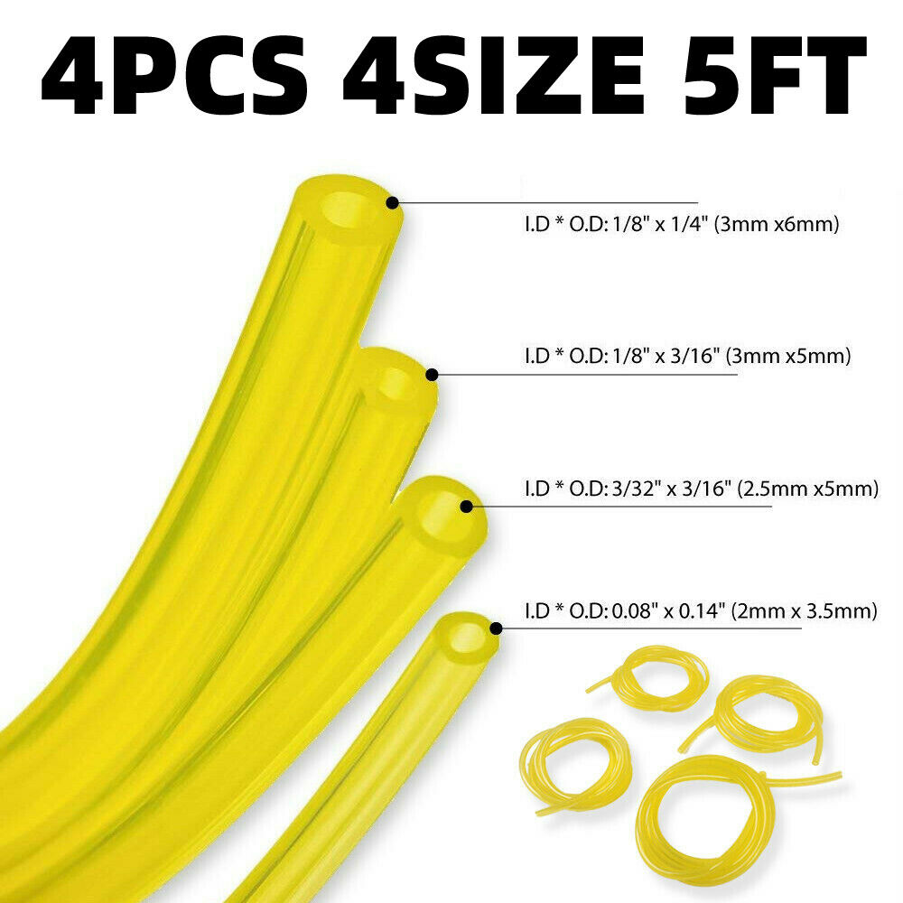 4pcs Petrol Fuel Line Hose Gas Pipe Tubing For Trimmer Chainsaw Blower Tools