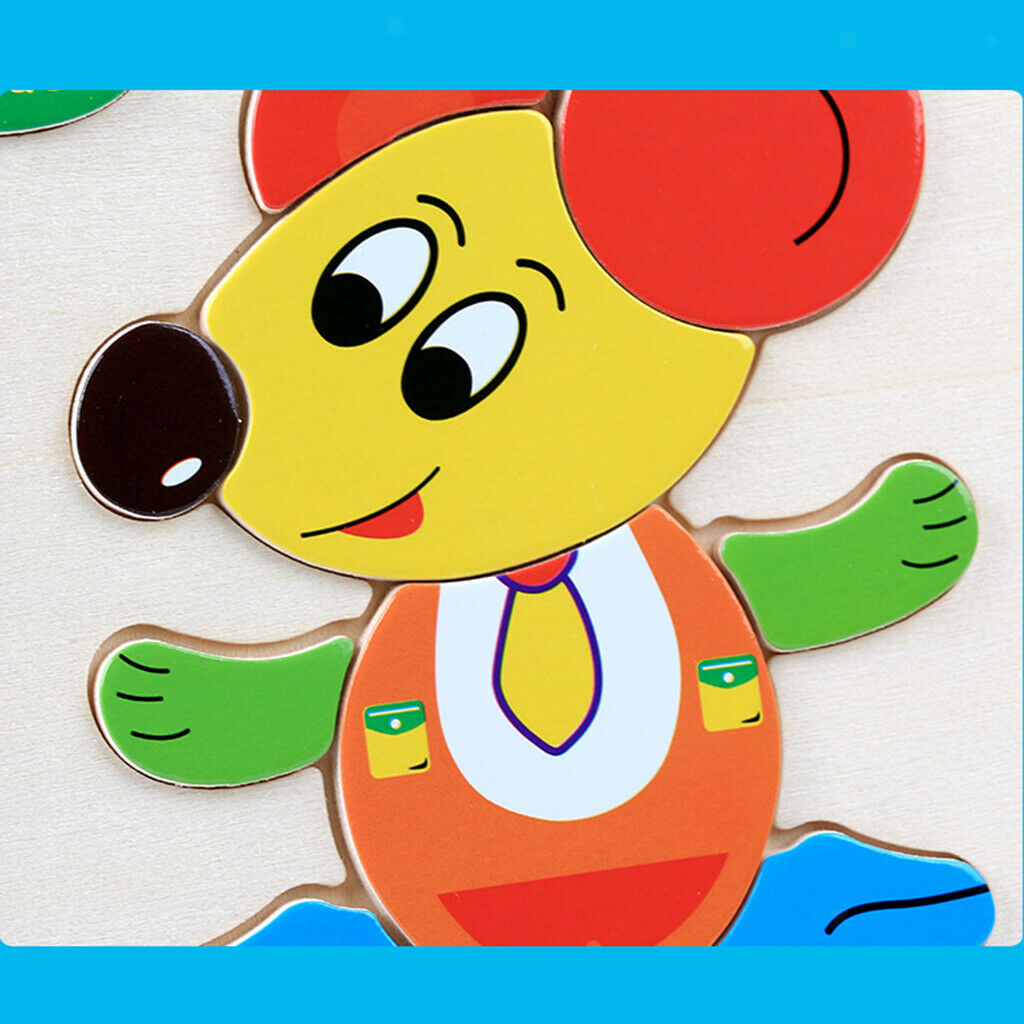 Wooden Jigsaw Puzzle Children Baby Cartoon Animal Puzzle Kid Educational Toys