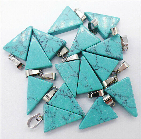 100Pcs 20x15x6mm Wholesale Green Turquoise Triangle Pendant Bead HH8214