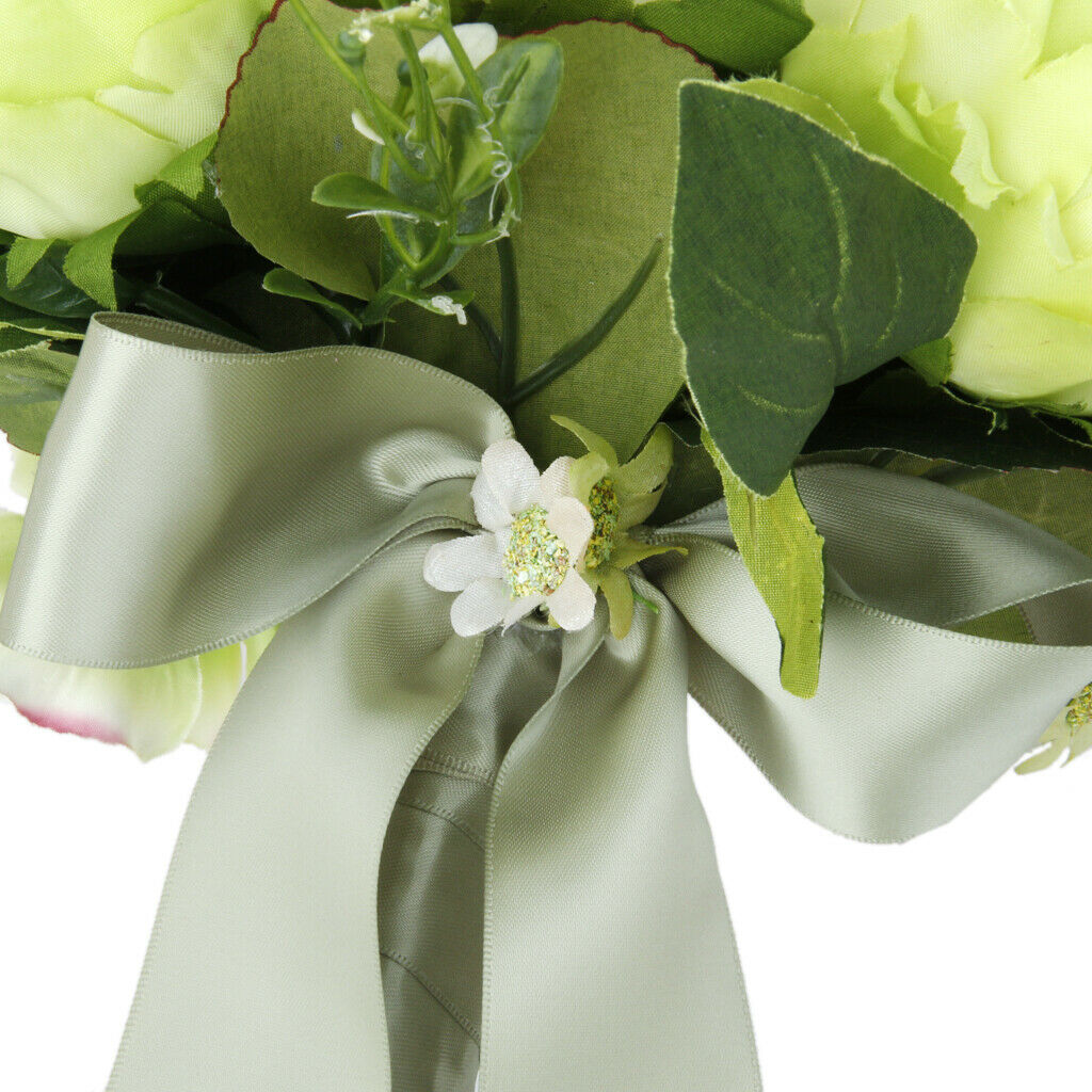 Bridal Peony Flower Bouquet Wedding Flower w/ Ribbons Wedding Decoration