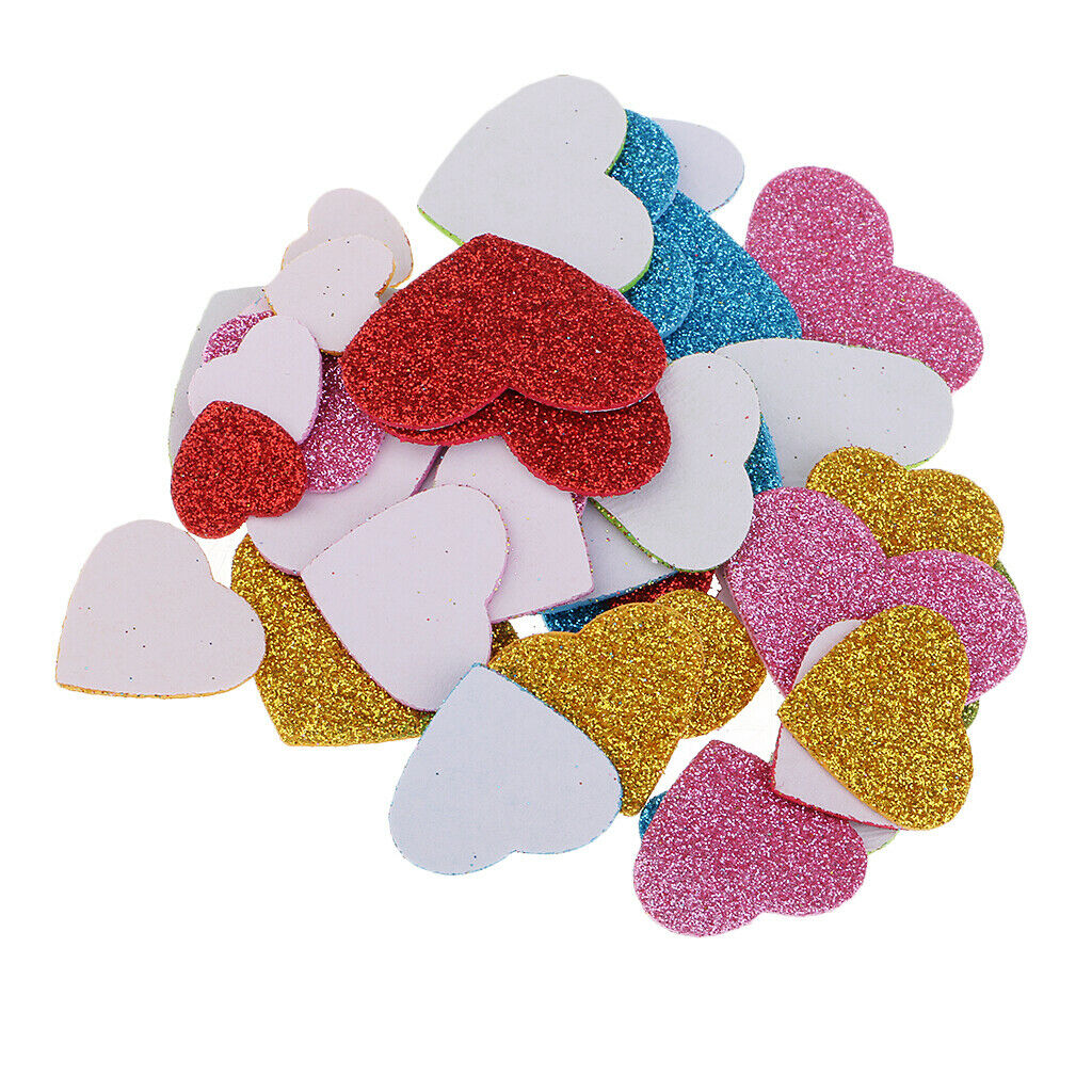 200 Pcs Heart Glitter Foam Wall Stickers for Kids Nursery Living Room Decor