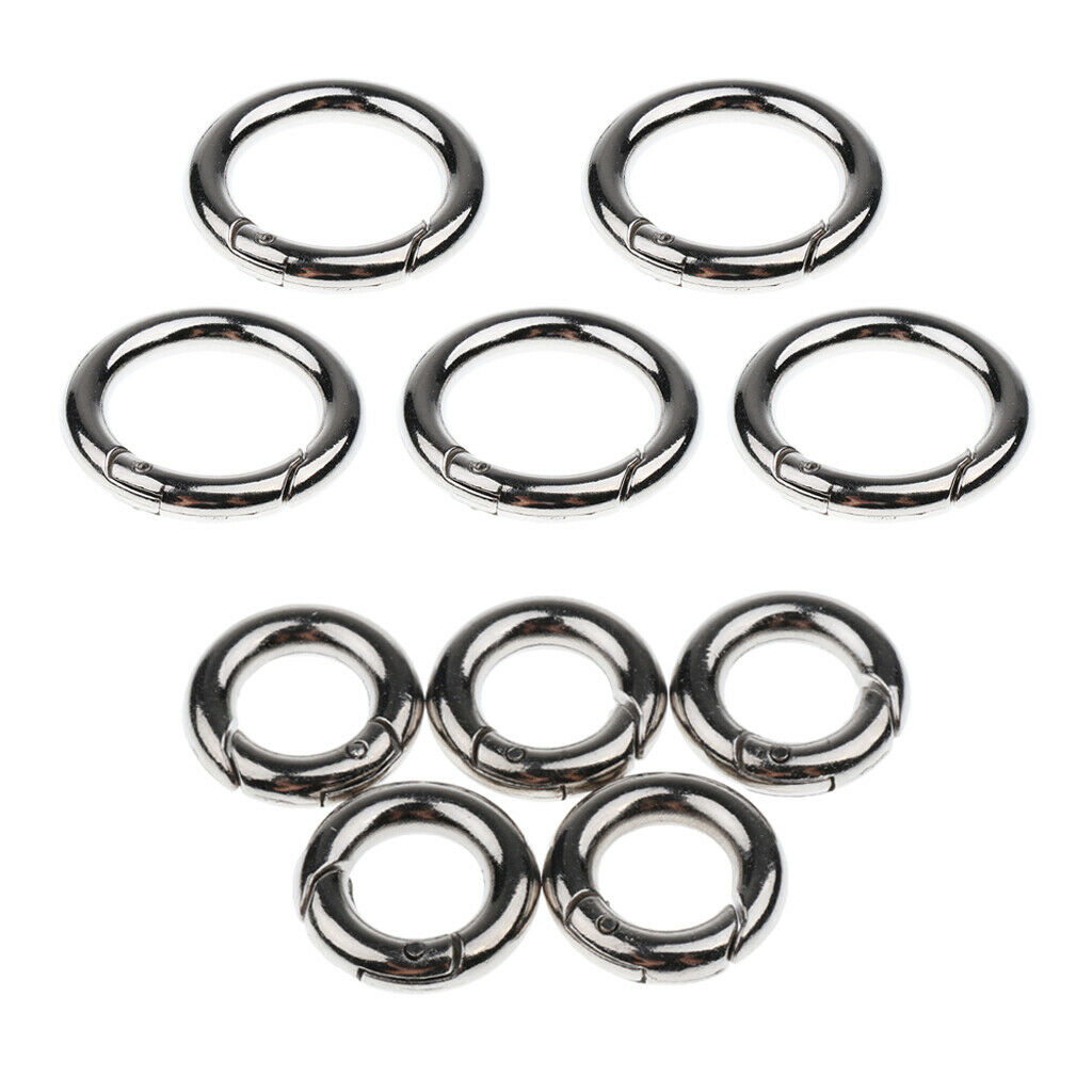 10pcs Key Rings Plated Open Hook Carabiner Ring Connector Keychain 20mm