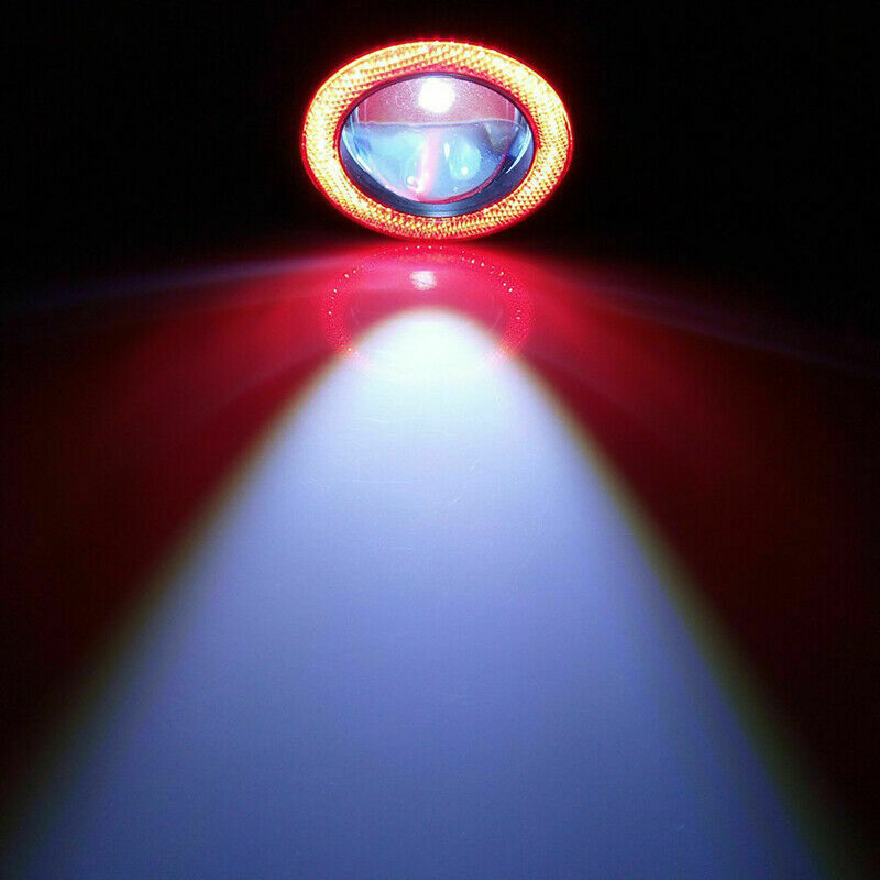 2x Car Fog Light Running Lamps Red/White COB Halo 3" Angel Eye Ring Hawkeye