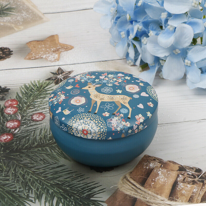 Creative Small Round Tinplate Box Retro Deer Pattern Jewelry Tin Can Cand.l8