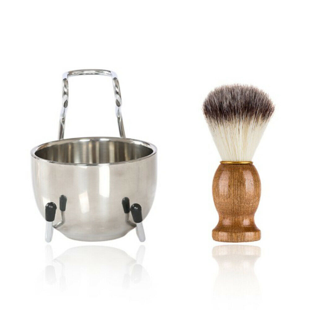 Stainless Steel Shaving Brush Stand Shaving Soap Bowl Kit Men's Shaving Tool Set