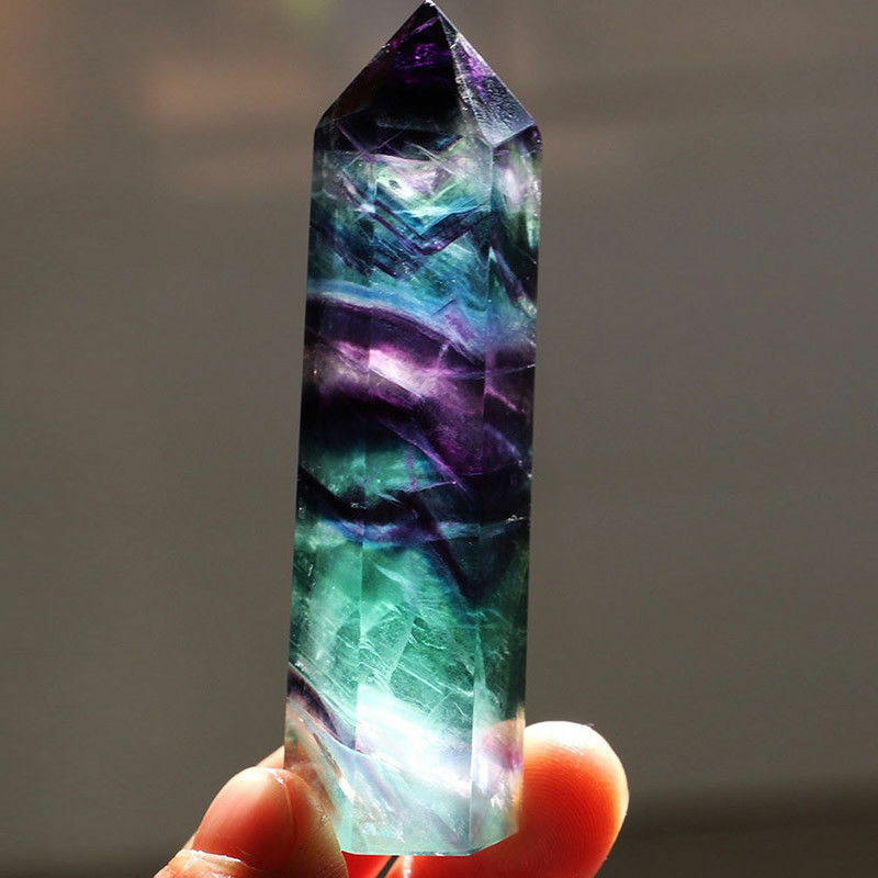 Colorful Natural Fluorite Quartz Crystal REAL Wand Point Healing 30-60mm STONE