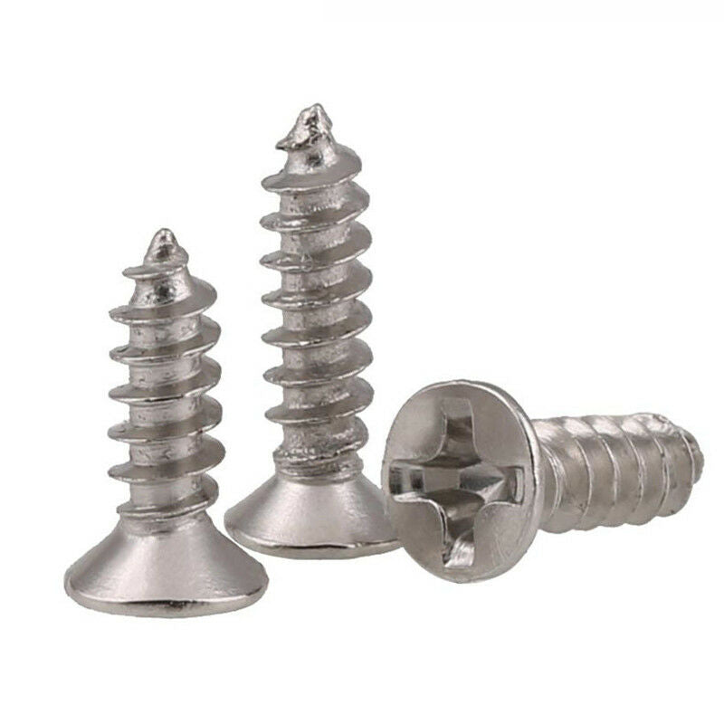 60Pcs M2*4-12mm Phillips Countersunk Self Tapping Screws Set length Ni-plated