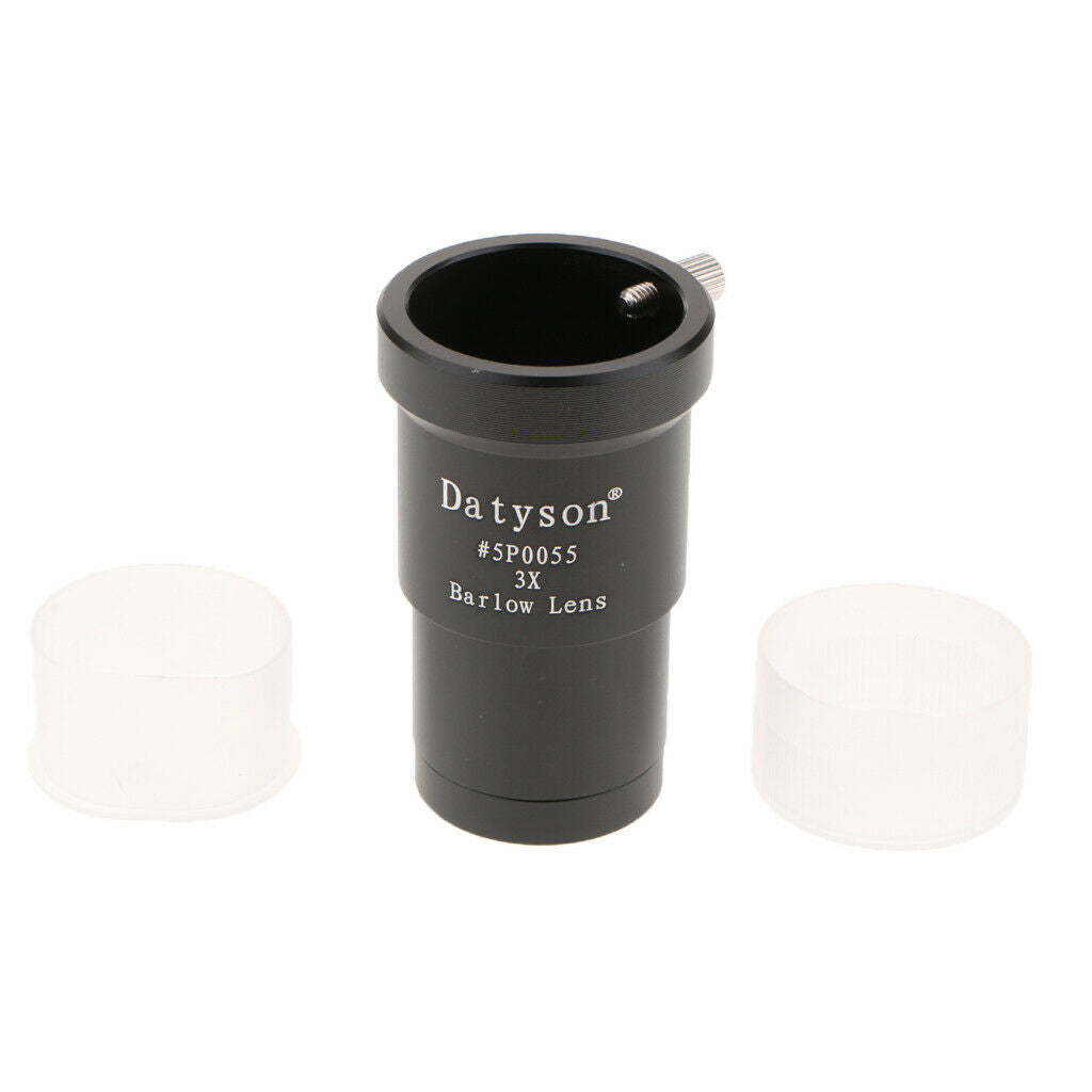 1.25” 31.7mm 3X Magnification Metal Barlow Lens for Telescope Eyepiece Black