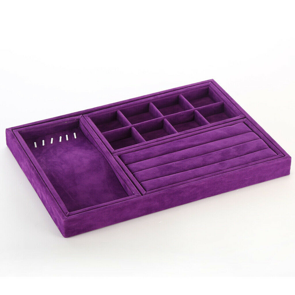 Velvet Jewelry Box Necklace Rings Display Holder Storage Organizer Purple