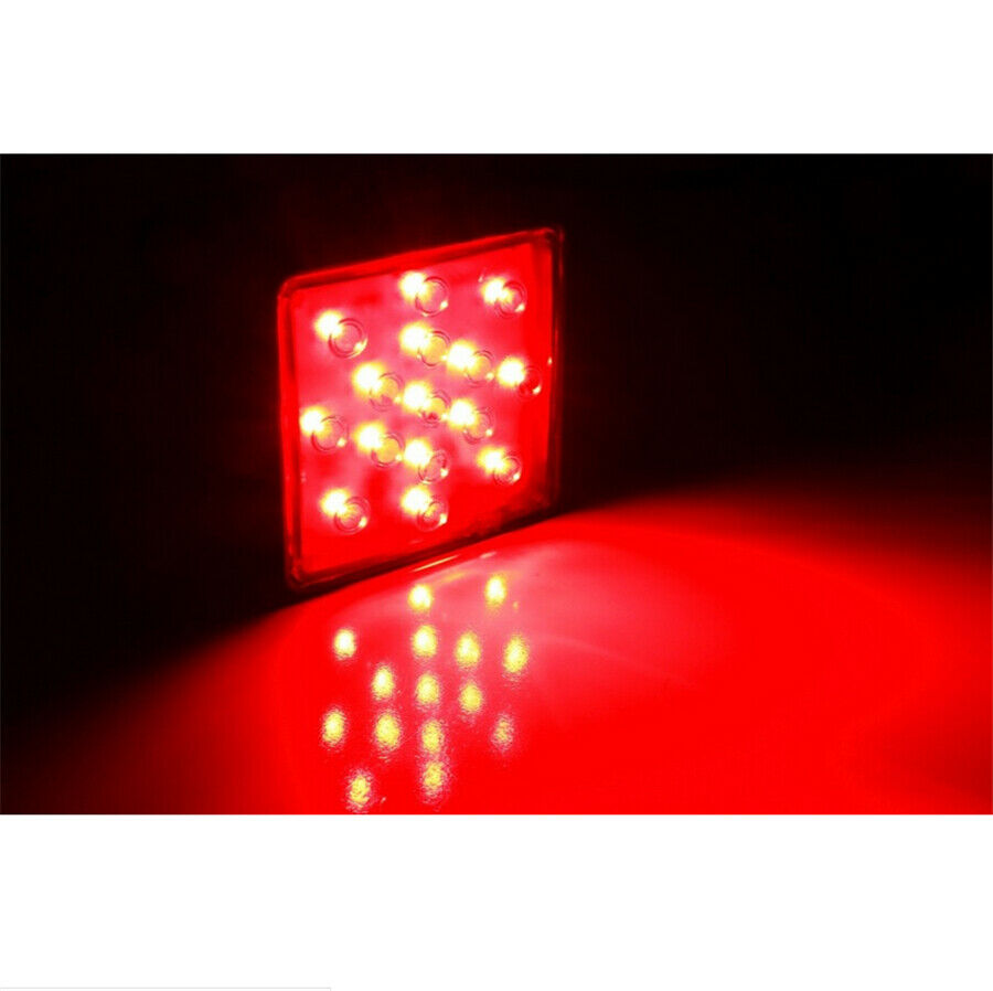 Trailer Truck Red  15 LED Brake Tail Light 2" Square Waterproof With Hitch Pin
