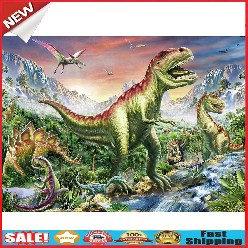 5D DIY Full Round Drill Diamond Painting Dinosaur World Cross Stitch Craft @