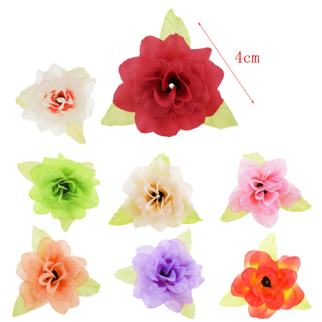 50Pcs Silk Rose Artificial Leaf Flower Head Wedding Home Party Decor Green
