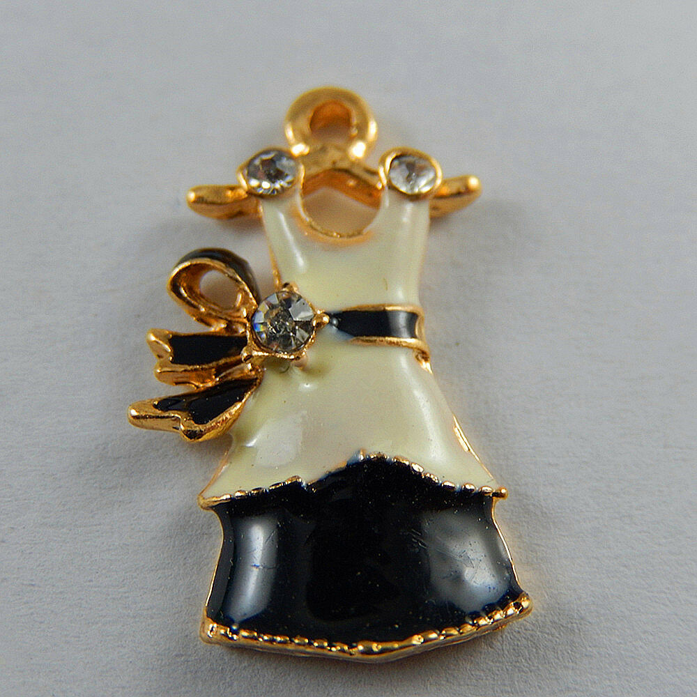 50974 Mixed Color Enamel Alloy Rhinestone Princess Dress Pendant Charm Crafts 5x