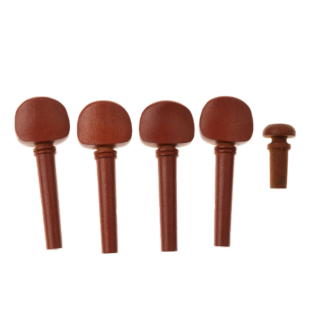 3/4 Jujube Violin Chinrest Tailpiece Tuning Peg End Pin for Violin Fiddle