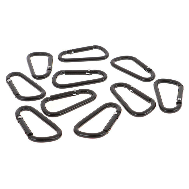 10Pieces Black D Shaped Aluminum Alloy Carabiner Hook Keychain Accesso.l8
