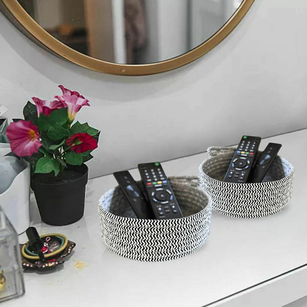2 Pieces Round Small Woven Baskets Set for Vegetable Bathroom Color Mixing