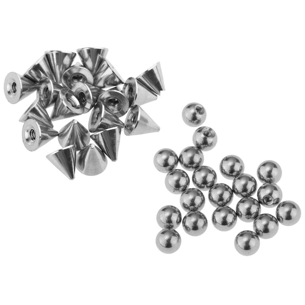 40 Pieces Bulk Stainless Steel Piercing Jewelry Spike Fit 16g Barbell