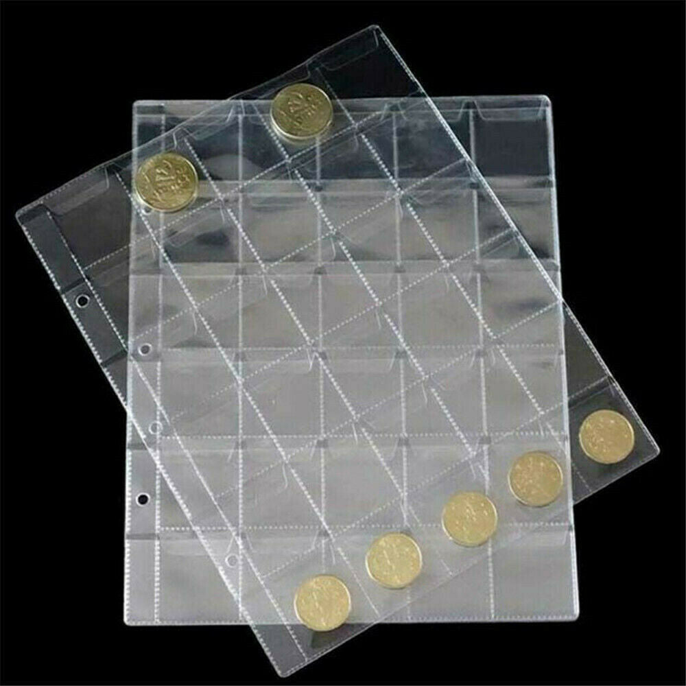 1PC 30 Pockets Plastic Coin Money Album Case Holder Storage Collection Page ~~