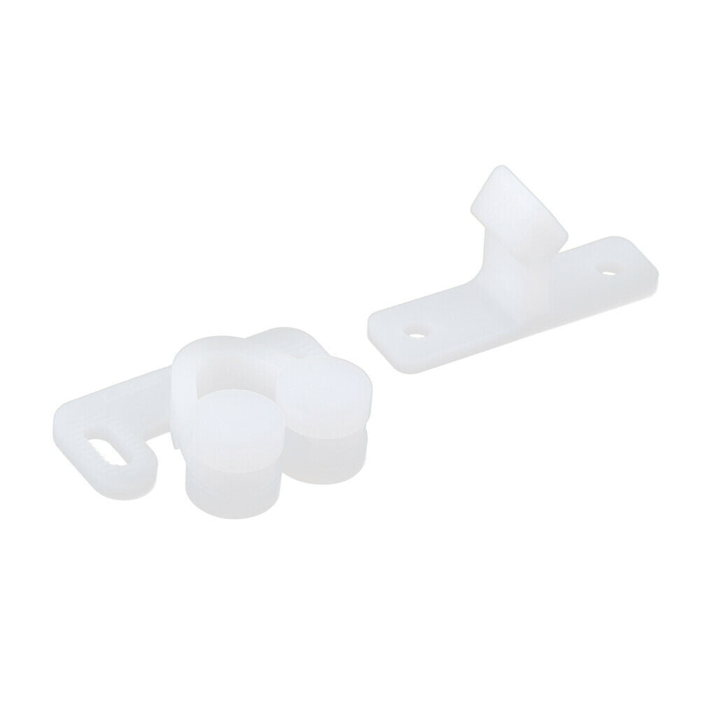 White Plastic Twin Double Ball Roller Catches Closet Door Latch Hardware