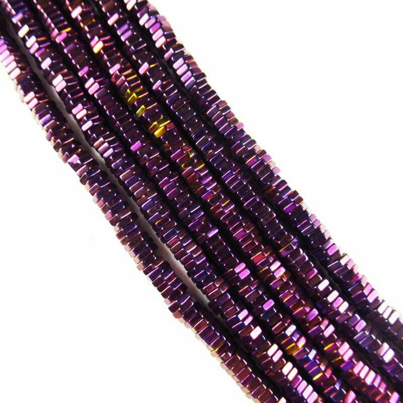 Faceted Purple Hematite Hexagon Pendant Loose Bead 15.5 " 4x1mm 20g A-469TS